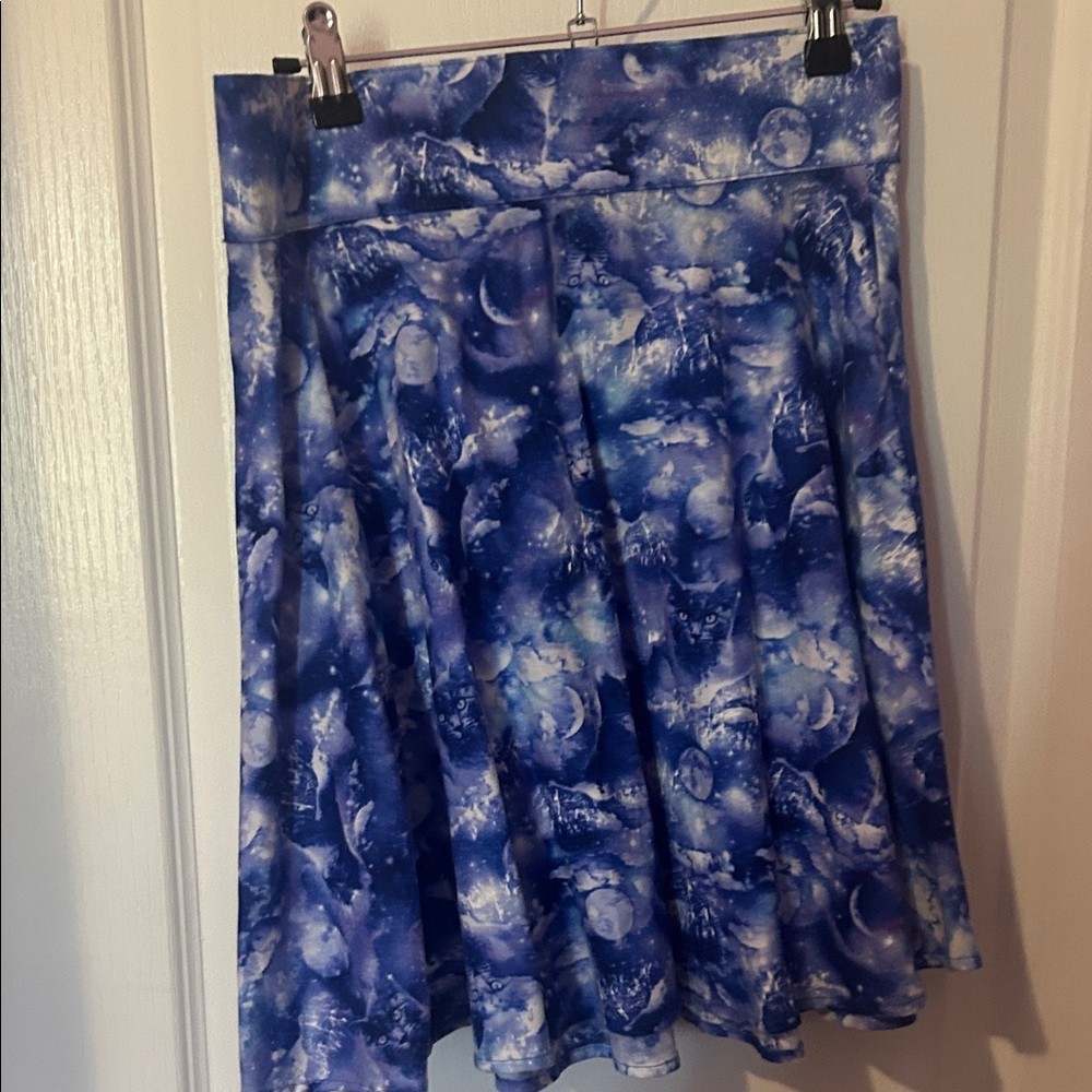 Retrolicious Cat, moon, and clouds Skirt